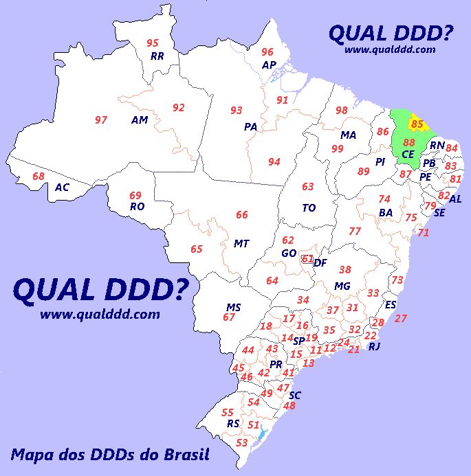 Mapa de DDD do Ceará