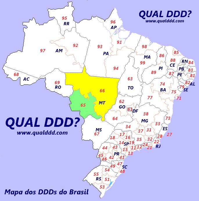 Mapa de DDD de Mato Grosso