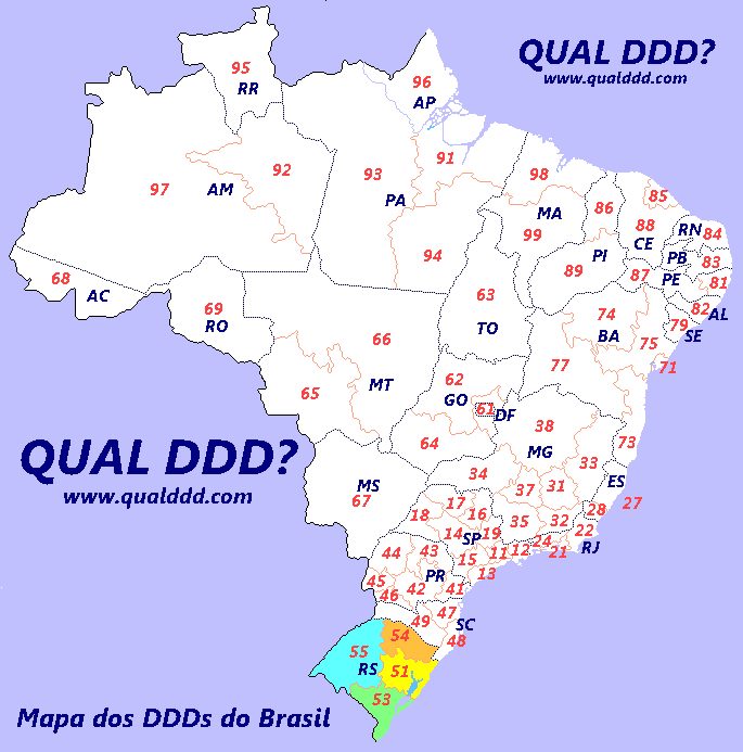 Mapa de DDD do Rio Grande do Sul