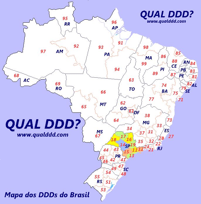 Mapa de DDD de São Paulo