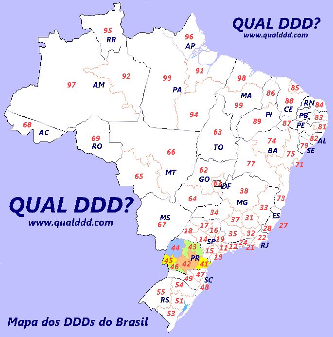 Mapa de DDD do Paraná