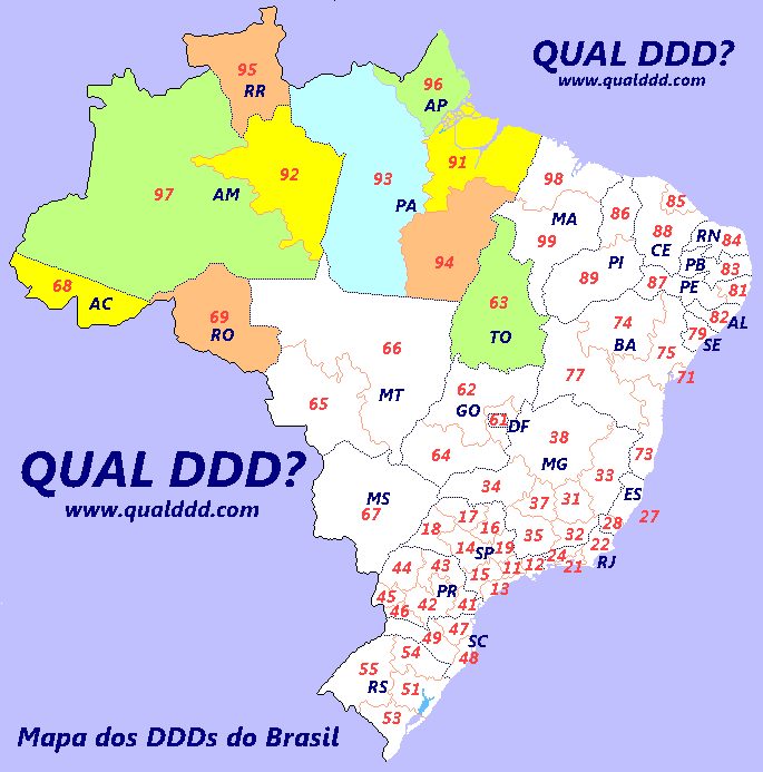 Mapa de DDD da Região Norte - Mapas de DDDs da Região Norte - QUAL