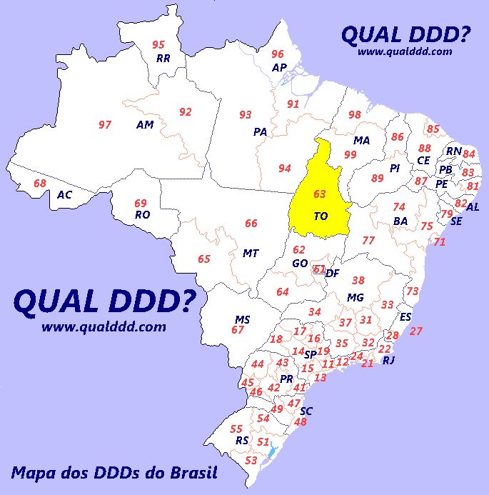 Mapa de DDD do Tocantins